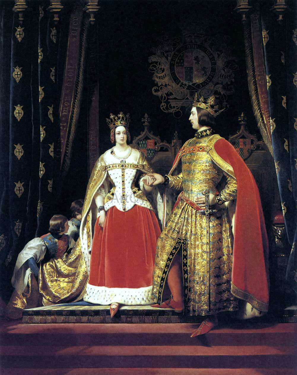 Sir Edwin Henry Landseer Queen Victoria and Prince Albert at the Bal Costume of 12 May 1842 - Canvas Print