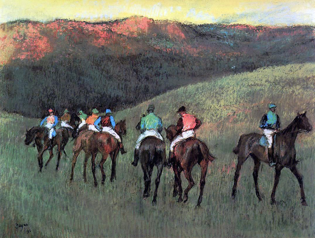 Edgar Degas Racehorses in a Landscape - Canvas Print