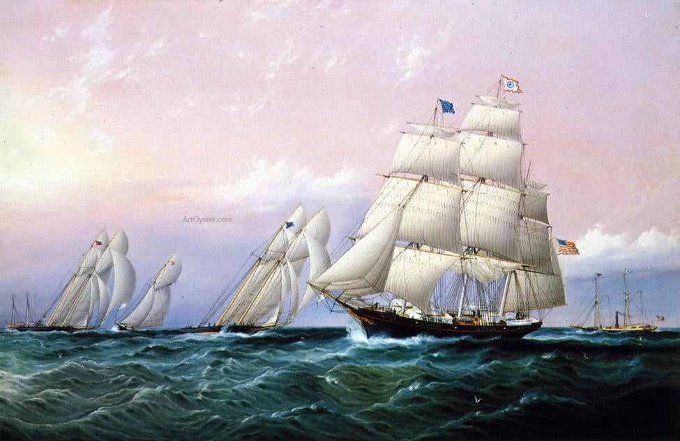 James E Buttersworth Racing off Sandy Hook - Canvas Print