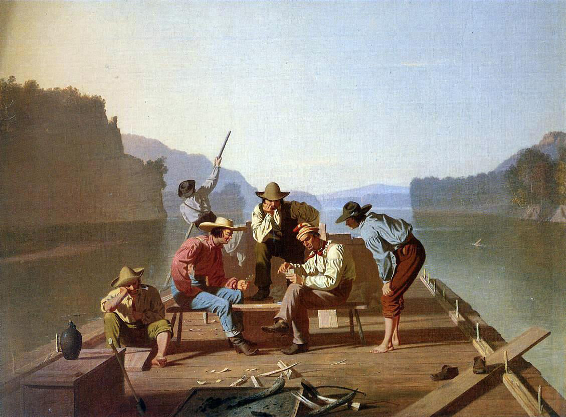 George Caleb Bingham Raftsmen Playing Cards - Canvas Print
