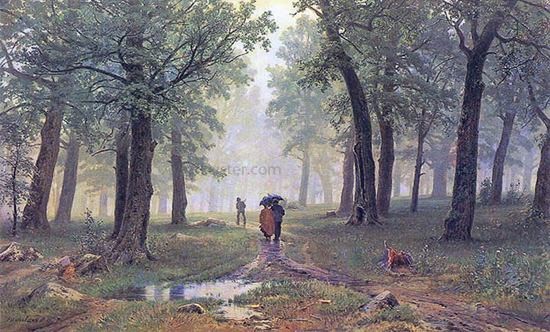 Ivan Ivanovich Shishkin Rain in the Oak Grove - Canvas Print