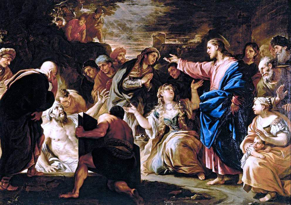 Luca Giordano Raising of Lazarus - Canvas Print