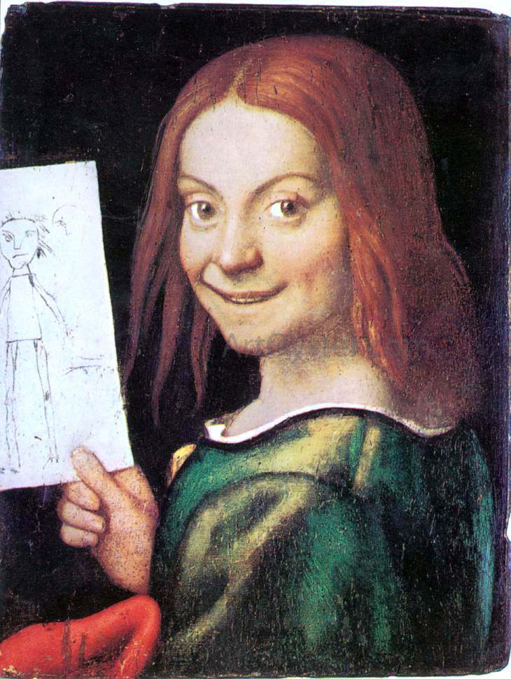 Giovanni Francesco Caroto Read-headed Youth Holding a Drawing - Canvas Print