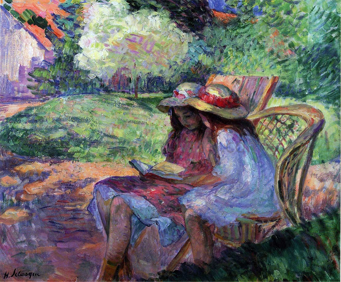 Henri Lebasque Reading in the park - Canvas Print