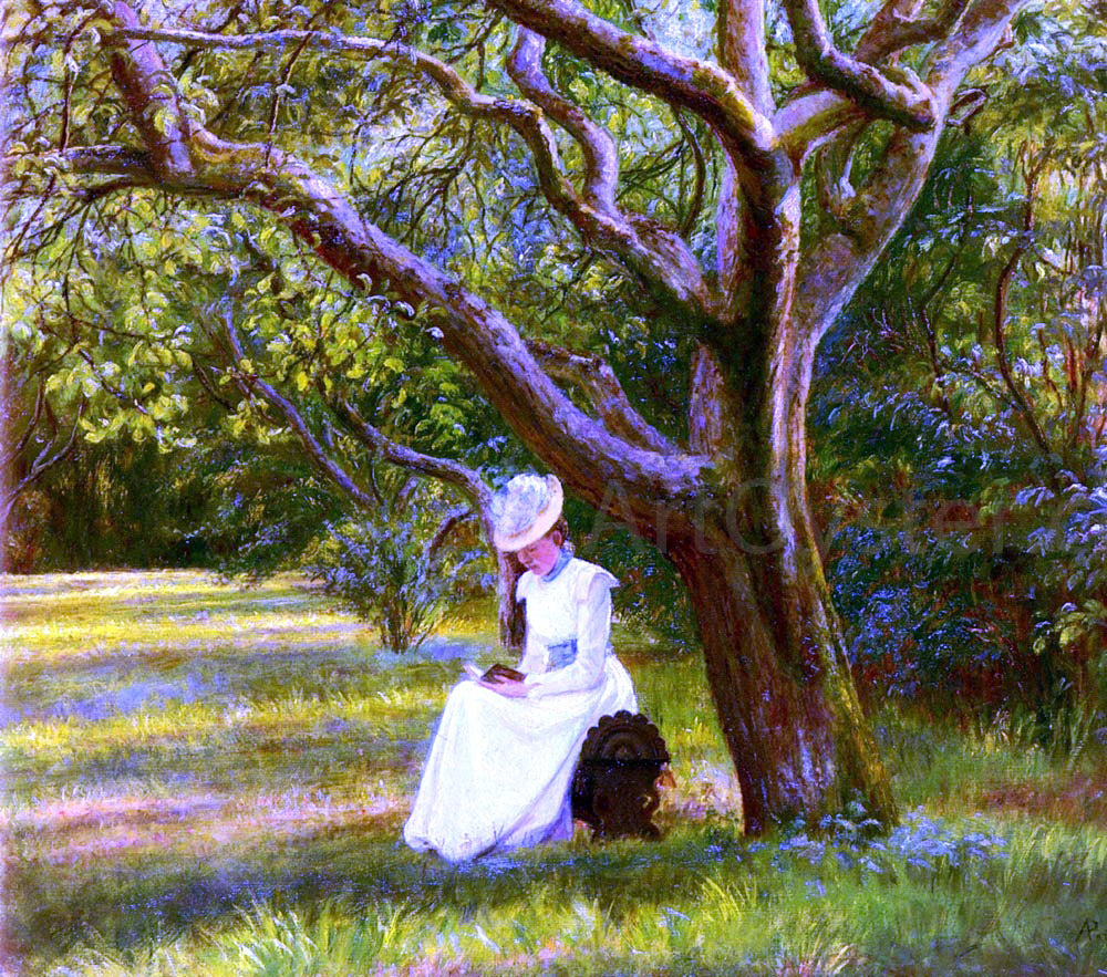 Micholine Christine Poulsen Reading In The Park - Canvas Print