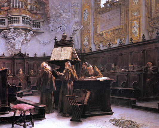 Francesco Bergamini Reading the Choir Notes - Canvas Print