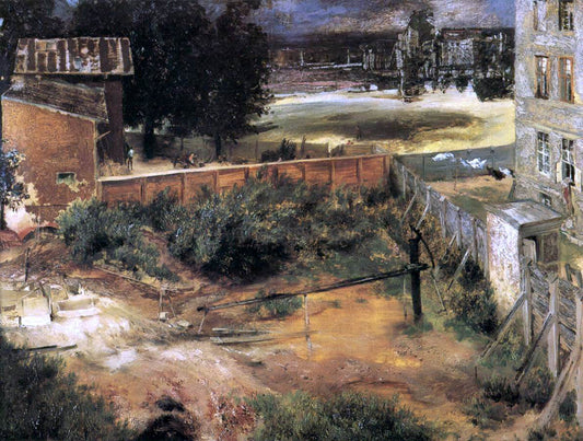 Adolph Von Menzel Rear of House and Backyard - Canvas Print