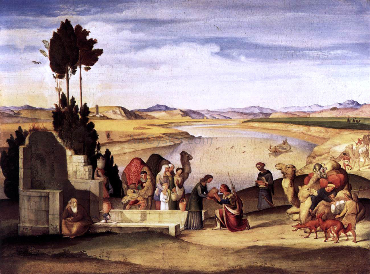 Johann Alban Ramboux Rebecca and Eliezer at the Well - Canvas Print