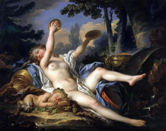 Jean-Simon Berthelemy Reclining Bacchante Playing the Cymbals - Canvas Print