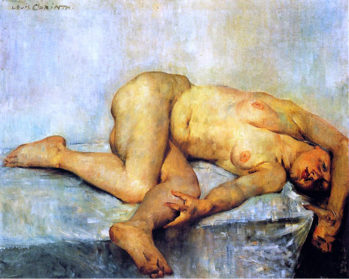 Lovis Corinth Reclining Female Nude - Canvas Print
