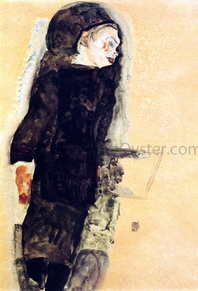 Egon Schiele Reclining Girl, with Round Head - Canvas Print