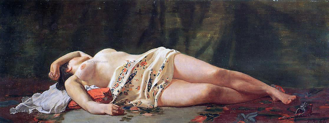 Jean Frederic Bazille Reclining Nude - Canvas Print