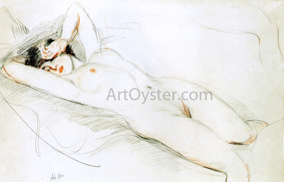 Paul Cesar Helleu Reclining Nude - Canvas Print