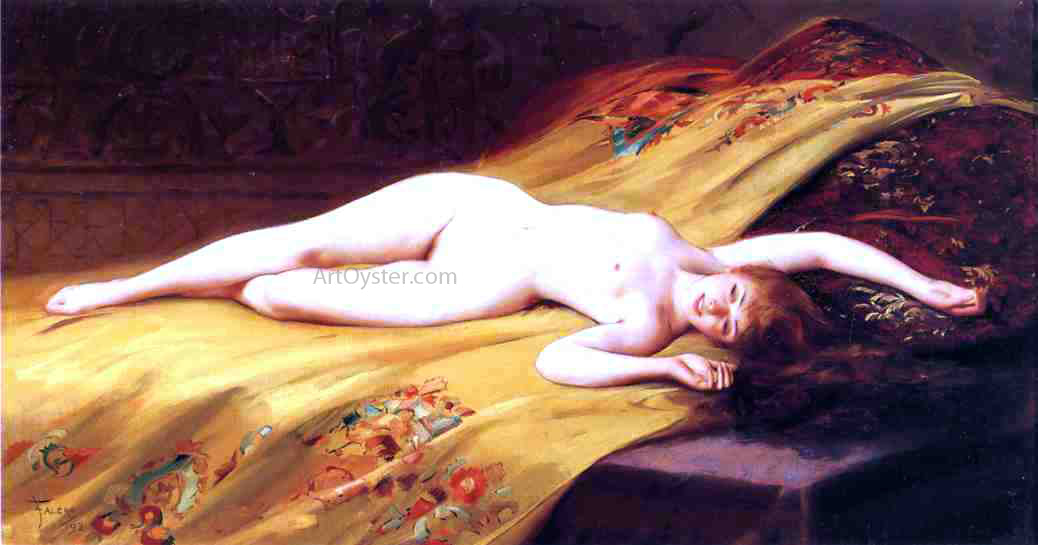 Luis Ricardo Falero Reclining Nude - Canvas Print