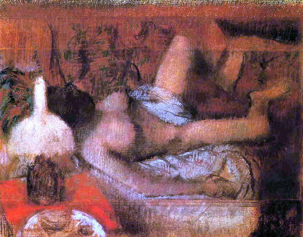Edgar Degas Reclining Nude - Canvas Print