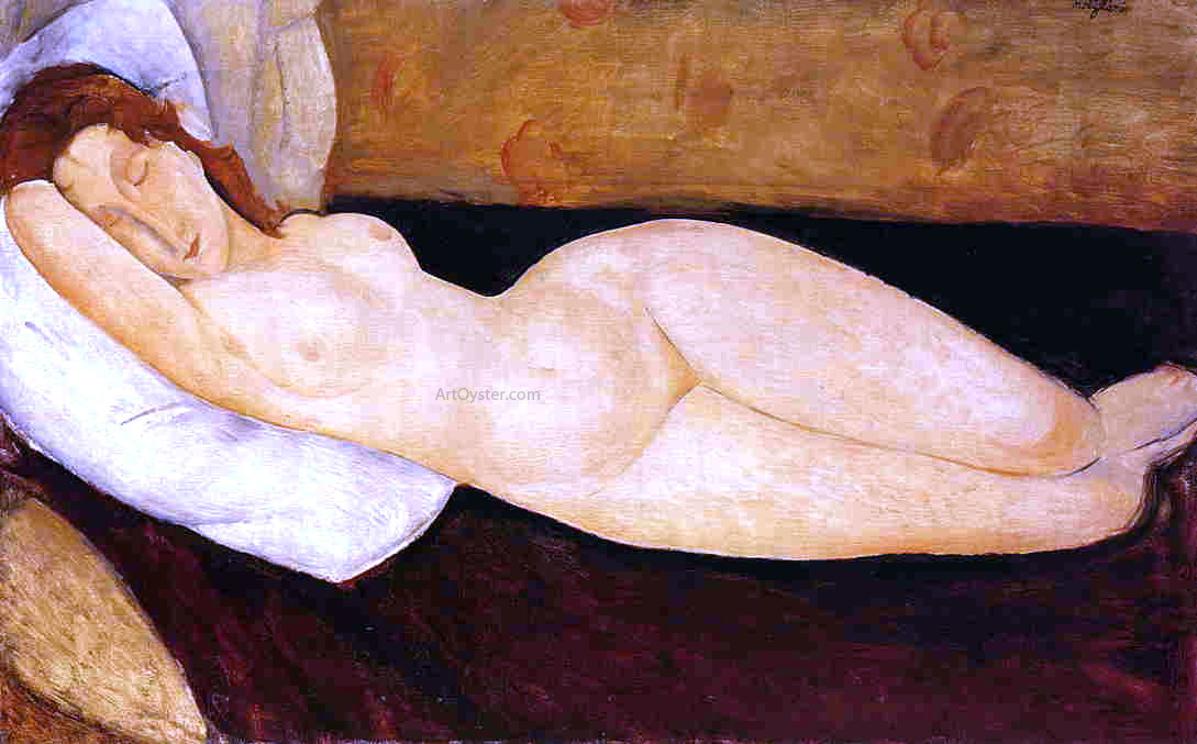Amedeo Modigliani Reclining Nude, Head Resting on Right Arm (also known as Nude on a Couch) - Canvas Print