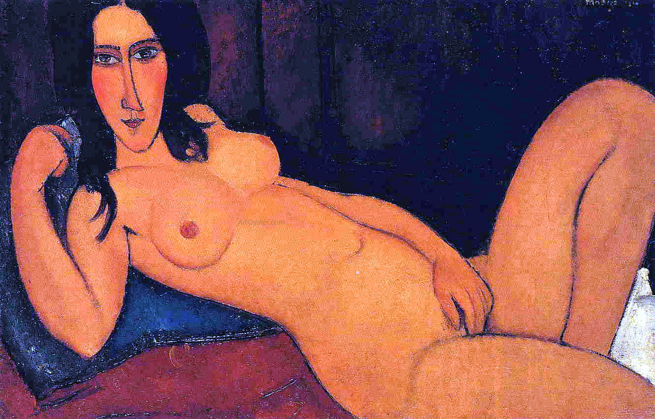 Amedeo Modigliani Reclining Nude with Loose Hair - Canvas Print