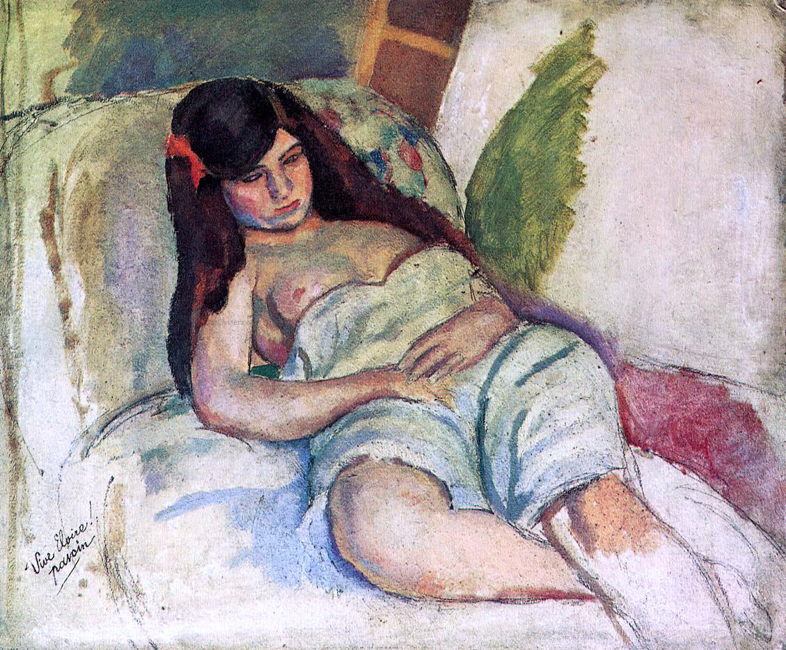 Jules Pascin Reclining Woman - Canvas Print