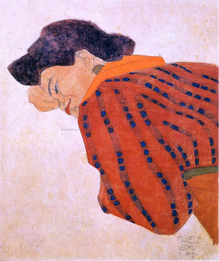 Egon Schiele Reclining Woman with Red Blouse - Canvas Print