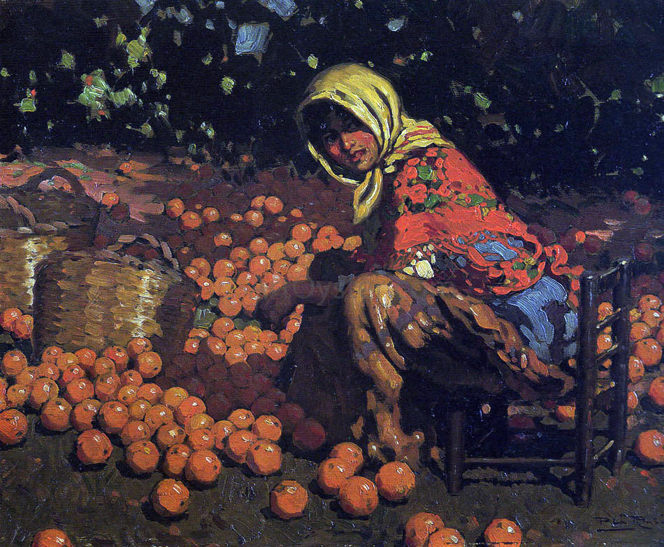 Alberto Pla Y Rubio Recogiendo Naranjas - Canvas Print