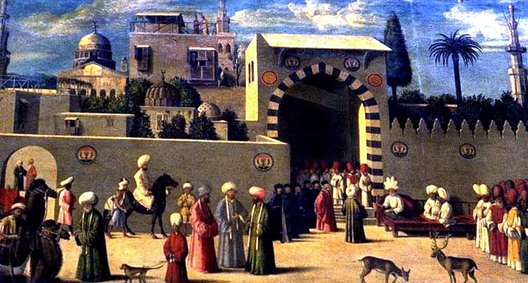 Gentile Bellini Recognition of the Ambassador Domenico Trevisano at Alicatre - Canvas Print