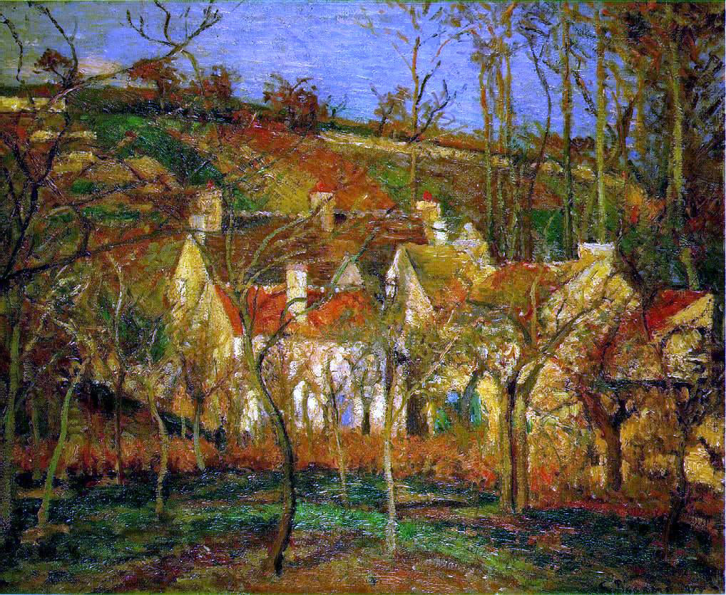 Camille Pissarro Red Roofs, Corner of a Village, Winter (also known as Cote de Saint-Denis at Pontoise) - Canvas Print