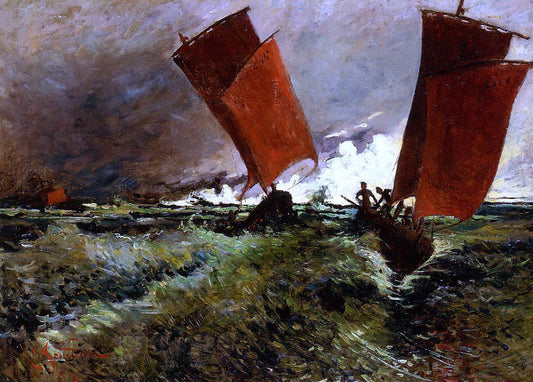 Emile Jourdan Red Sails - Canvas Print