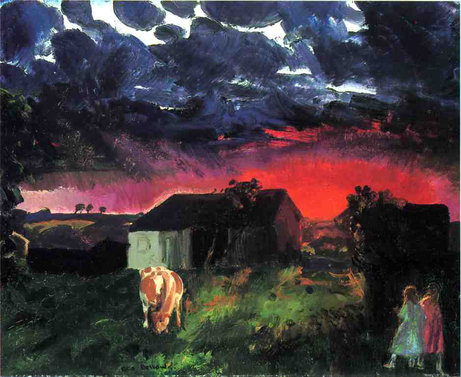 George Wesley Bellows Red Sun - Canvas Print