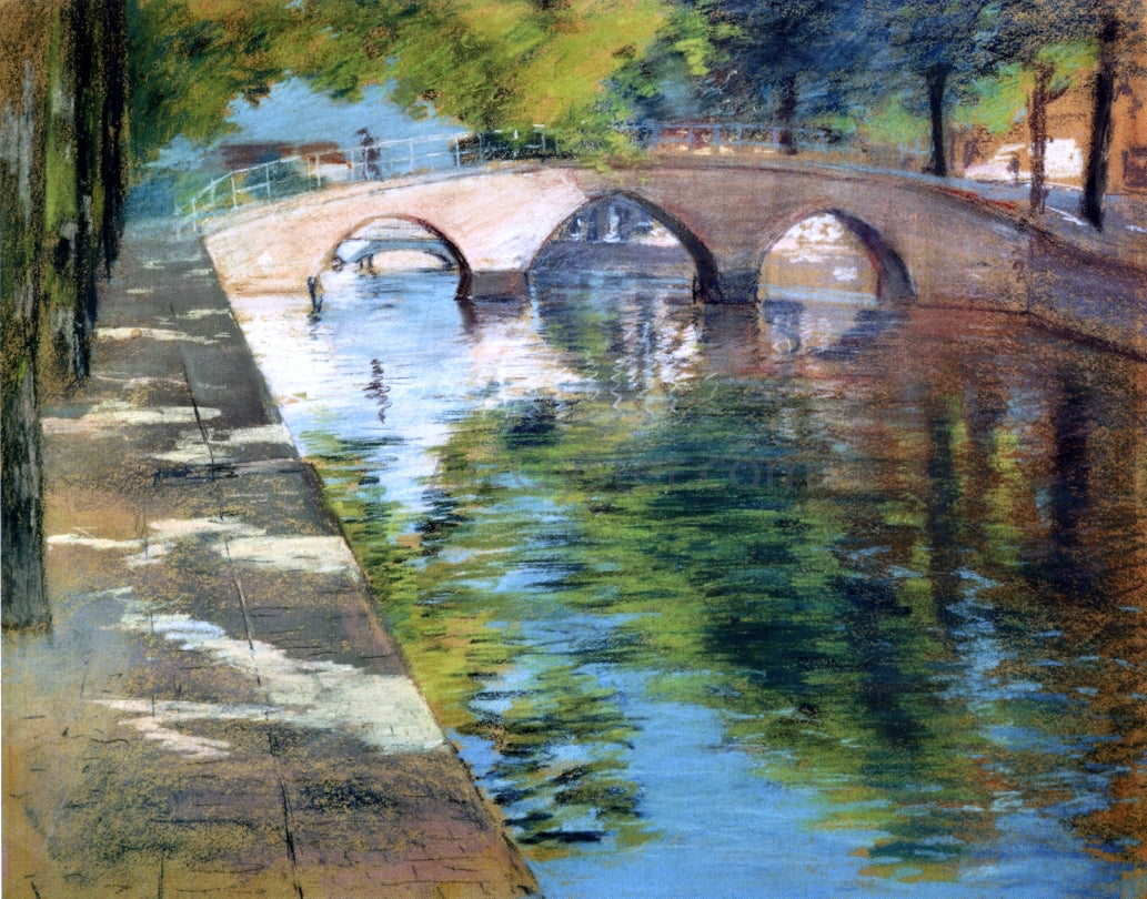 William Merritt Chase Reflections (also known as Canal Scene) - Canvas Print