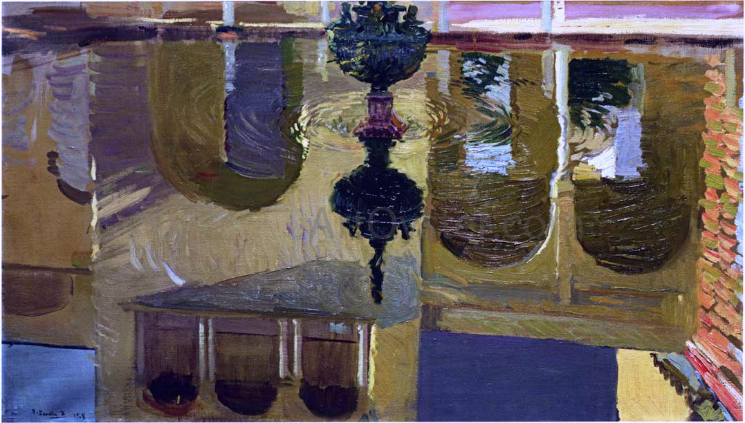 Joaquin Sorolla Y Bastida Reflections in a Fountain - Canvas Print