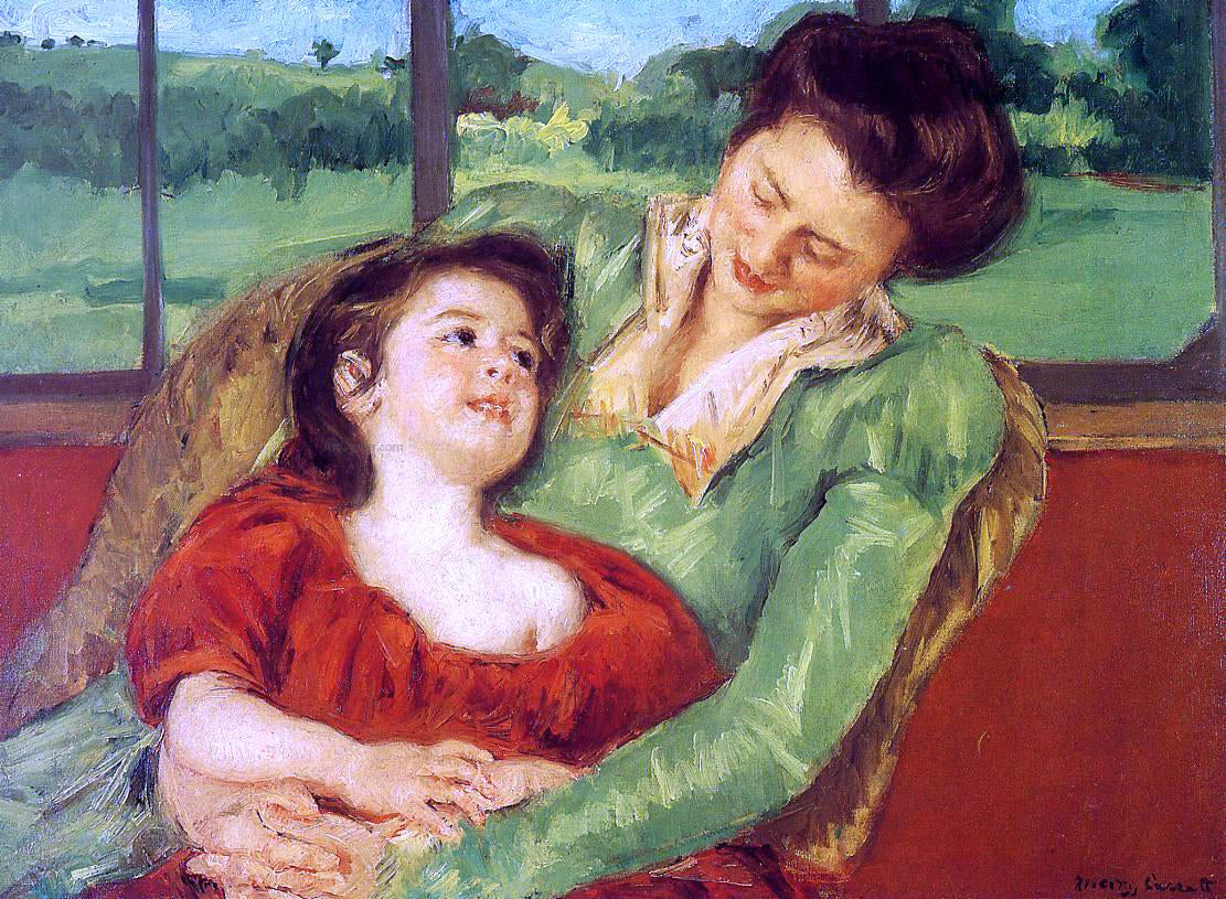Mary Cassatt Reine Lefebre and Margot before a Window - Canvas Print