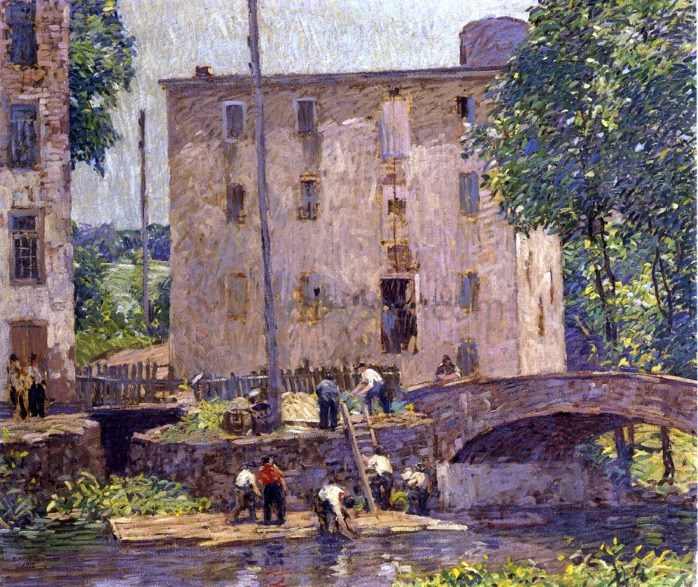 Robert Spencer Repairing the Bridge - Canvas Print