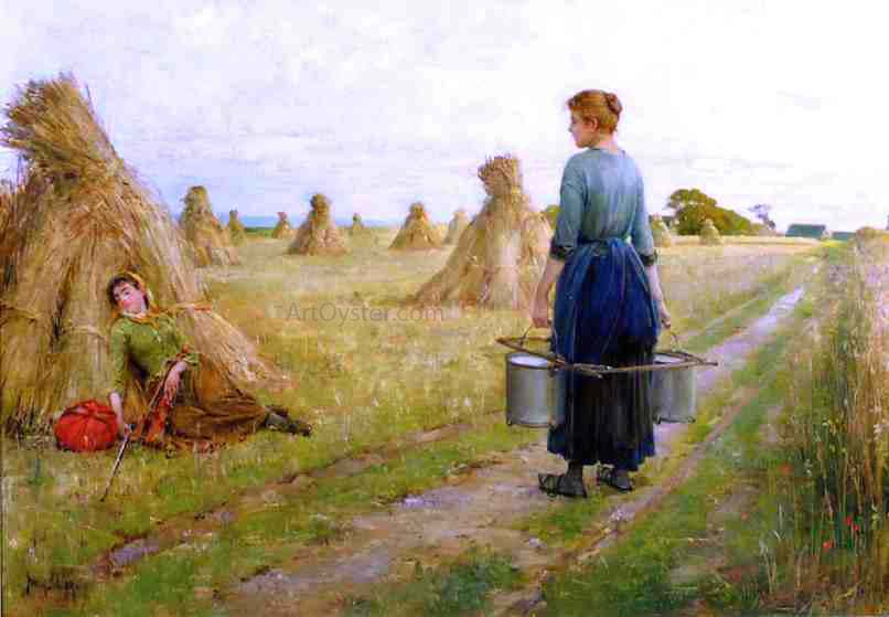 Henry Bacon Repose (also known as Asleep by the Stack) - Canvas Print