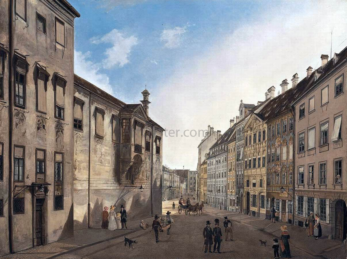 Domenico Quaglio Residenzstrasse Looking Towards Max-Joseph-Platz in 1826 - Canvas Print