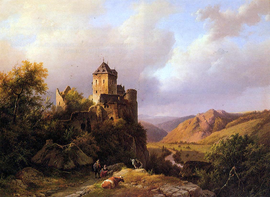 Barend Cornelis Koekkoek Resting on the Way to Pasture - Canvas Print