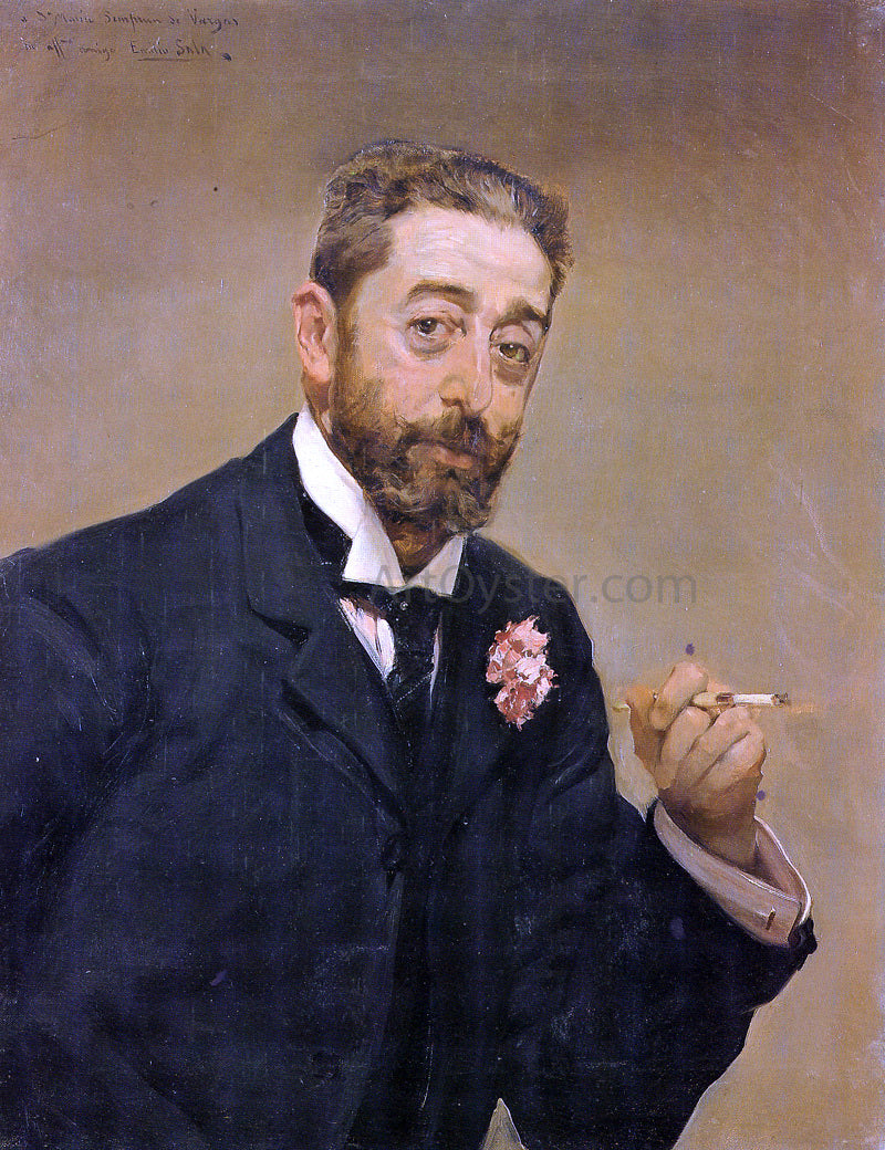 Emilio Sala y Frances Retrato de Hombre Fumando - Canvas Print