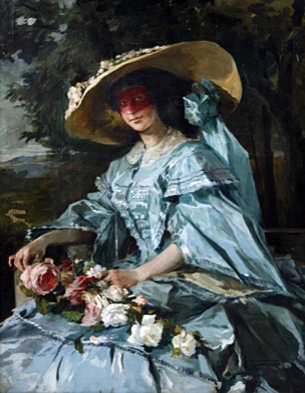 Julio Vila Prades Retrato de Mujer con Sombrero - Canvas Print