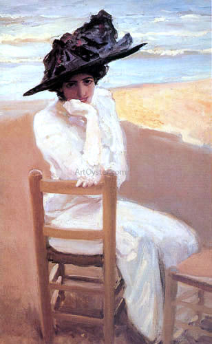 Cecilio Pla y Gallardo Retrato en la Playa - Canvas Print
