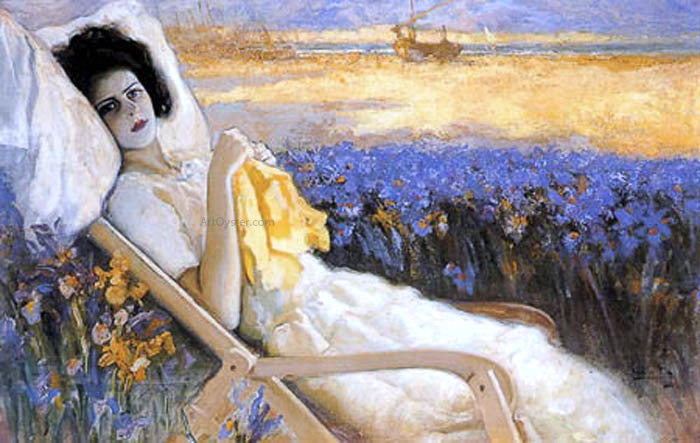 Cecilio Pla y Gallardo Retrato en la Tumbona - Canvas Print