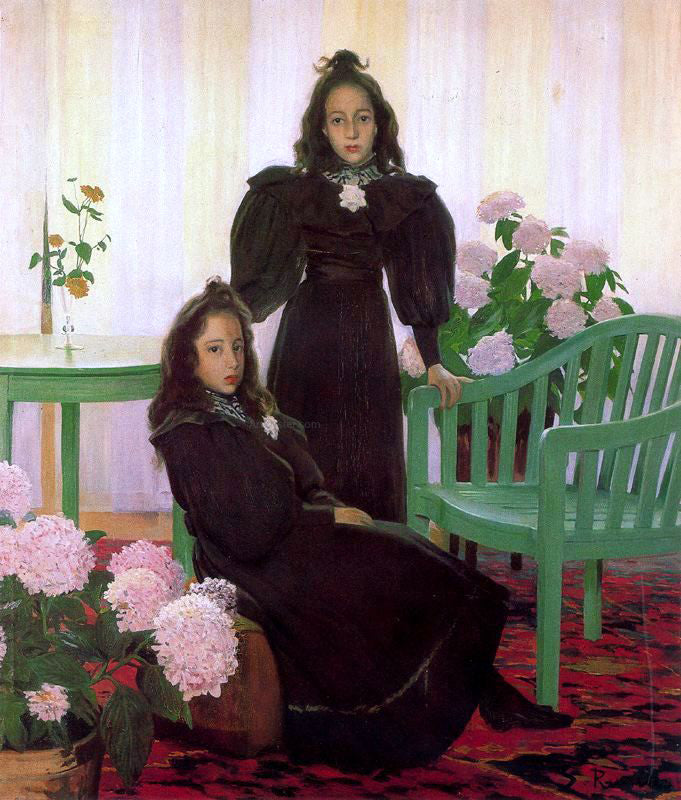 Santiago Rusinol Prats Retratro de Gemelas - Canvas Print