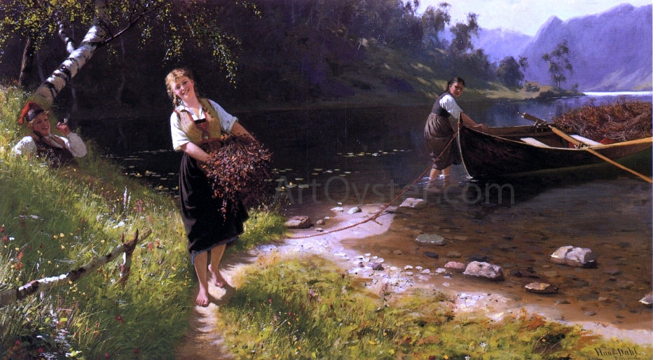 Hans Dahl Returning from a Day's Outing - Canvas Print