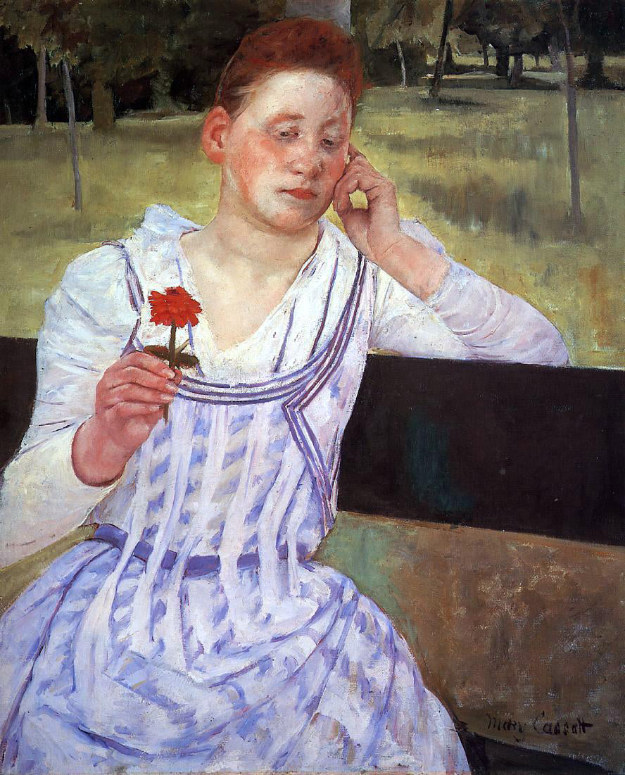 Mary Cassatt Reverie (also known as Woman with a Red Zinnia) - Canvas Print