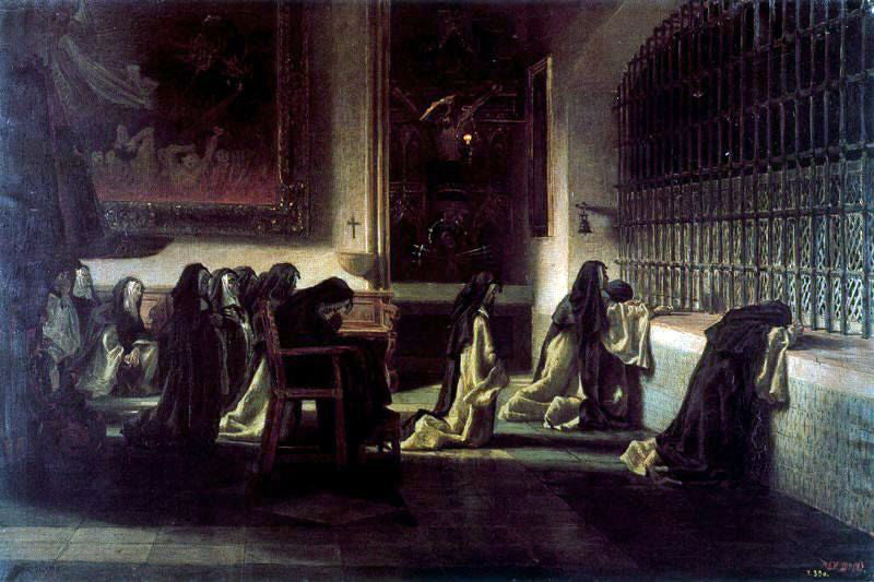 Antonio Munoz Degrain Rezando - Canvas Print