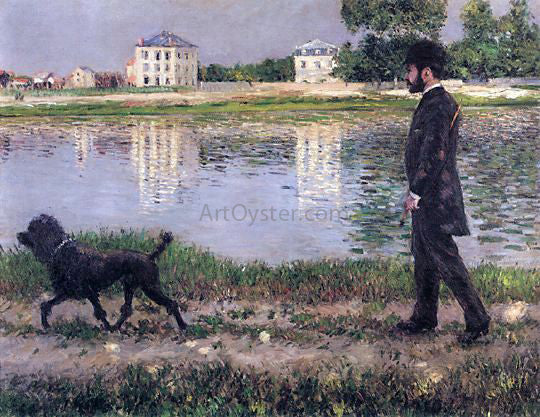 Gustave Caillebotte Richard Gallo and His Dog at Petit Gennevilliers - Canvas Print