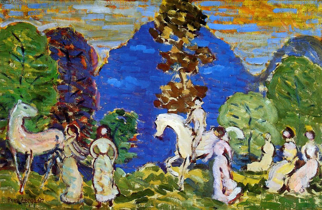 Maurice Prendergast Rider against Blue Hills - Canvas Print