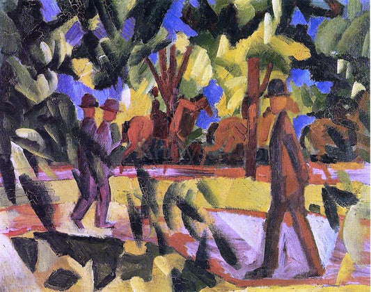 August Macke Riders and Strollers in the Avenue - Canvas Print