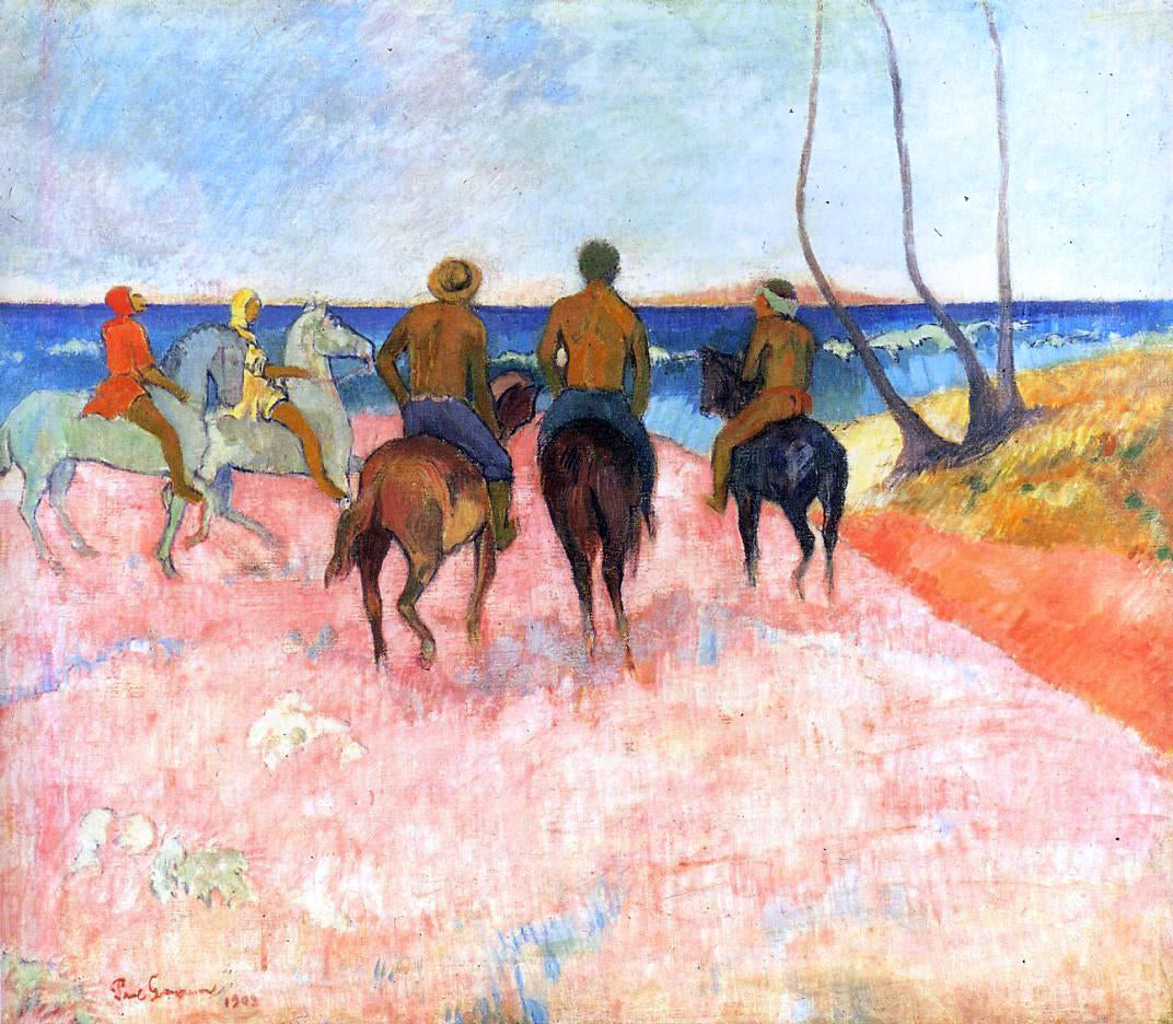 Paul Gauguin Riders on the Beach - Canvas Print