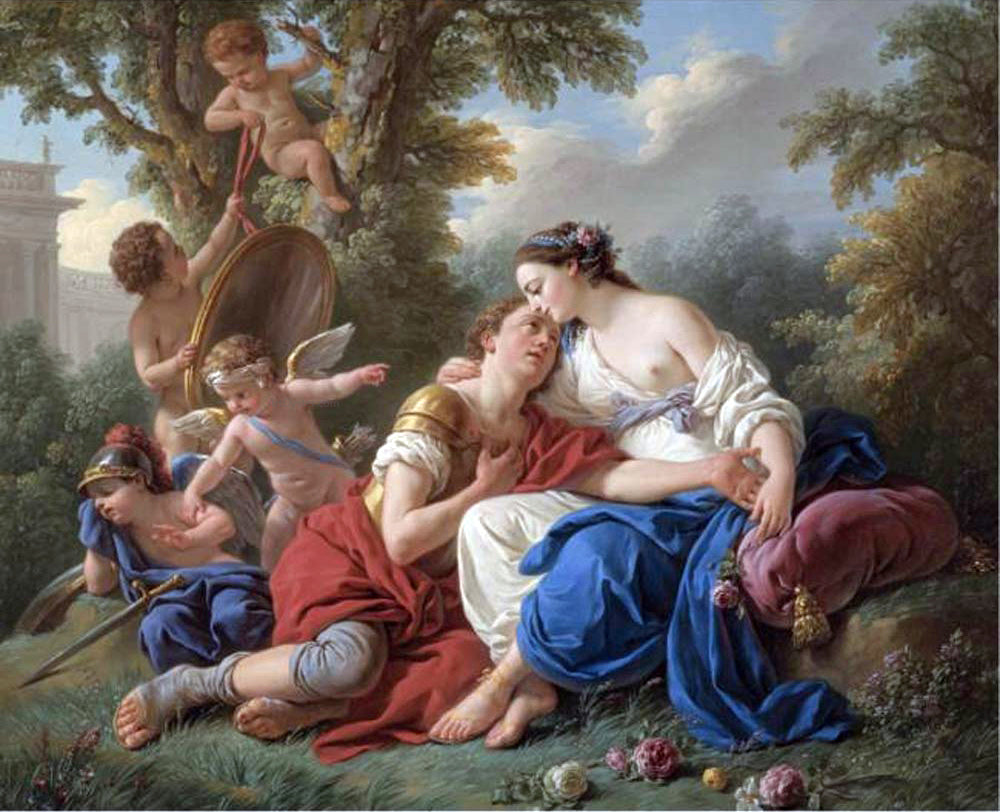 Louis-Jean-Francois Lagrenee Rinaldo and Armida - Canvas Print