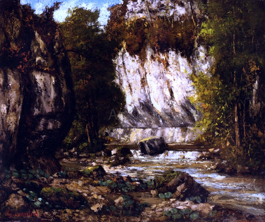 Gustave Courbet River and Cliff - Canvas Print