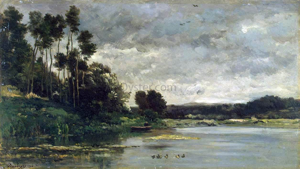 Charles Francois Daubigny River Bank - Canvas Print